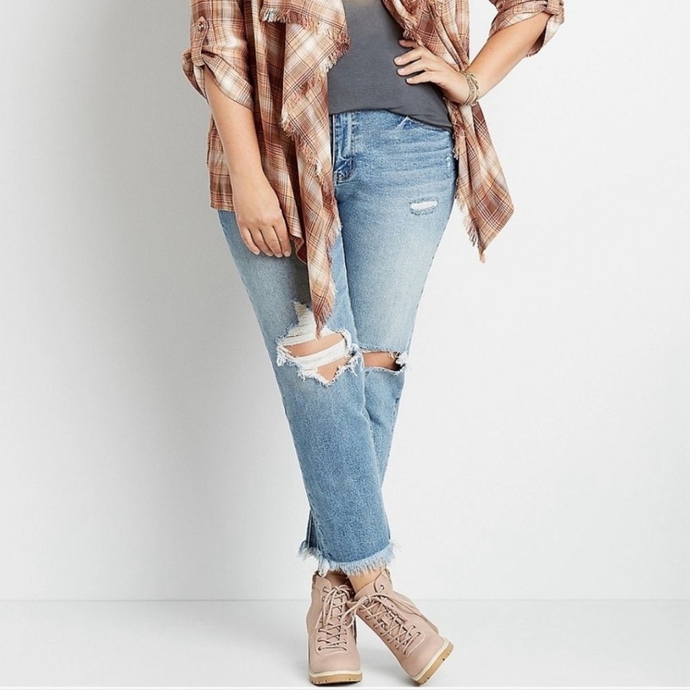 KanCan Light Blue Distressed Boyfriend Ankle Jeans